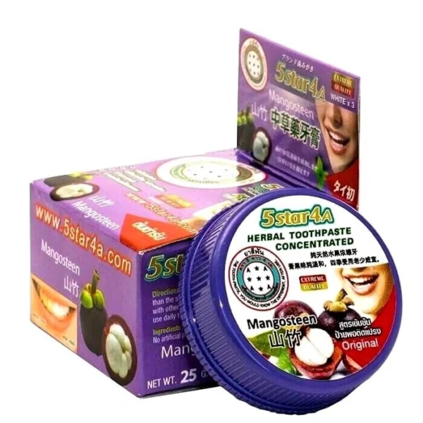 Зубная паста отбеливающая, концентрированная Herbal Toothpaste Concentrated Mangosteen 5Star4A, 25 гр, Таиланд