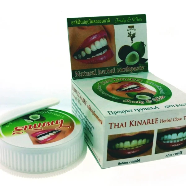 Зубная паста отбеливающая с экстрактом Кокоса / Thai Kinaree Coconut Extract Herbal Clove Toothpaste, Таиланд