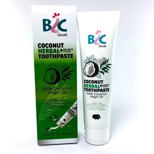 Зубная паста отбеливающая травяная на Кокосовом Масле BLC Coconut Herbal Toothpaste, 50 гр., Таиланд