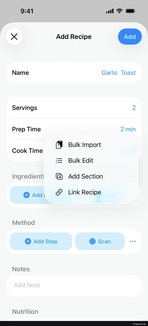 Добавление ingredients (bulk import) 2