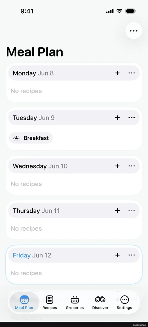 Добавление section (Meal Plan) 3