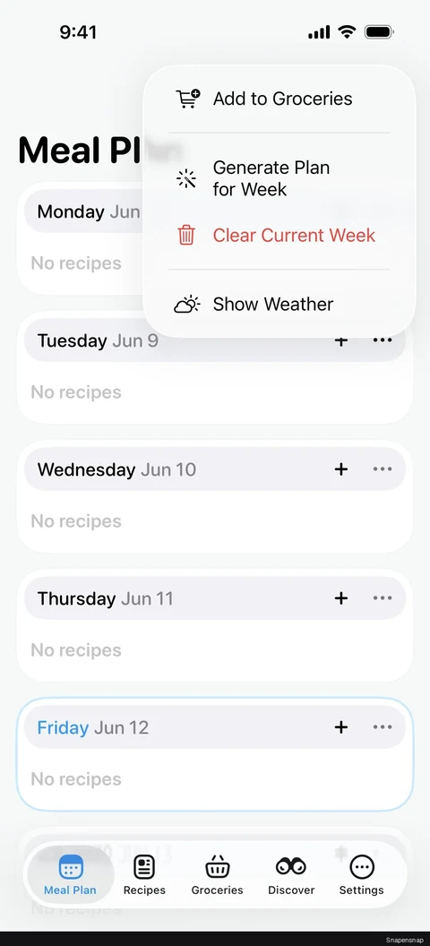 Генерация a plan for a week 2