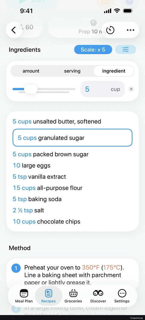 Смена ingredients amount 5