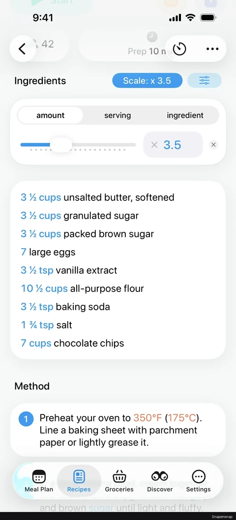 Смена ingredients amount 3