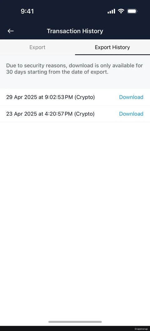 Экспорт transaction history 5