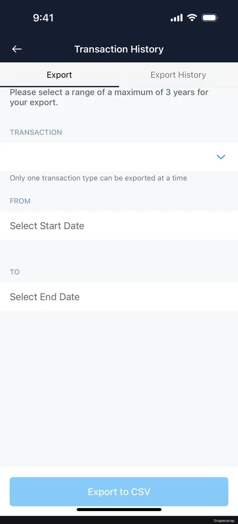 Экспорт transaction history 2