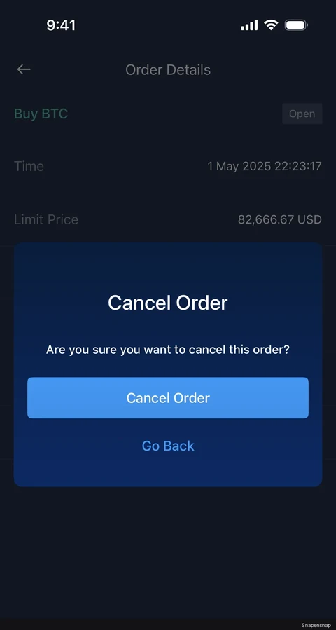 Отмена an order (limit order) 3
