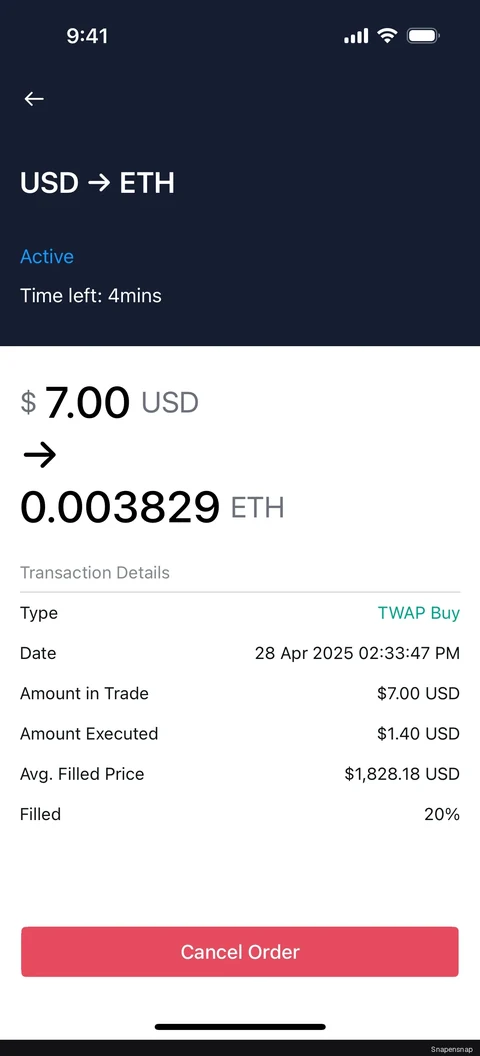 Покупка coin (TWAP) 10