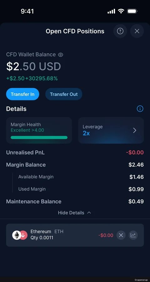 Сценарий: CFD wallet detail 4