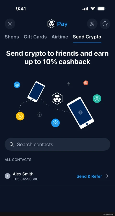 Сценарий: Send crypto to a friend 4