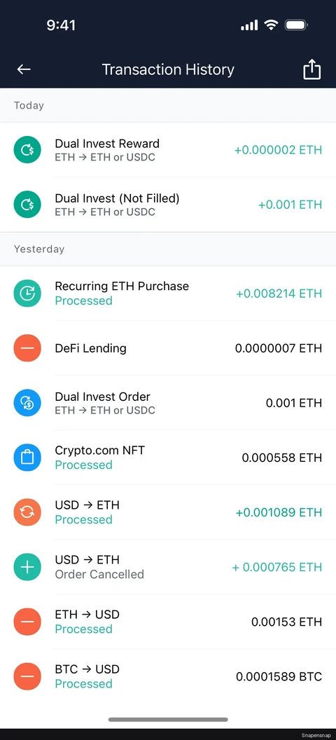 Сценарий: Transaction history (crypto wallet) 3