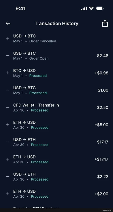Сценарий: Transaction history (USD account) 3
