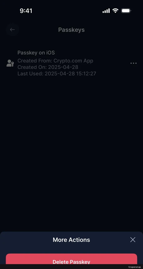 Удаление a passkey 2