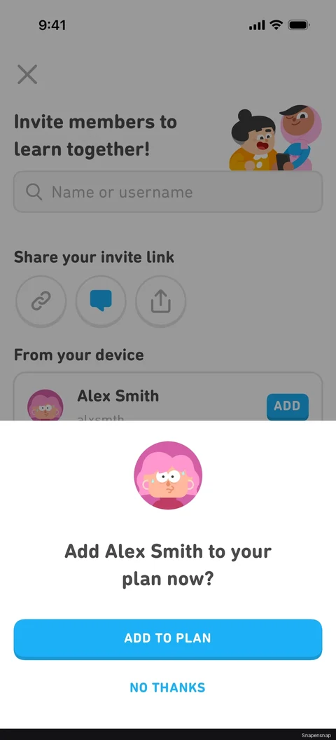 Сценарий: Inviting a user to a family plan 3