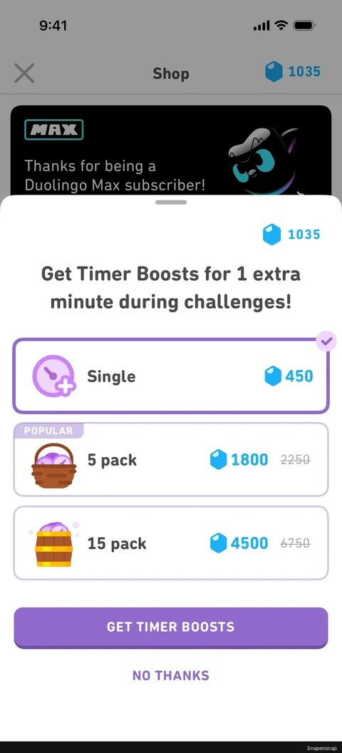 Сценарий: Purchasing a timer boost 3