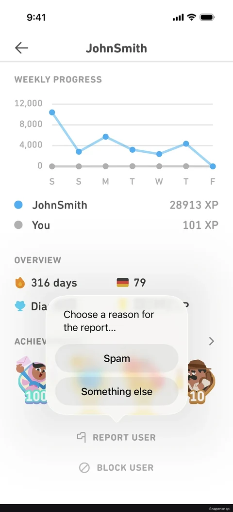 Сценарий: Reporting a user 2