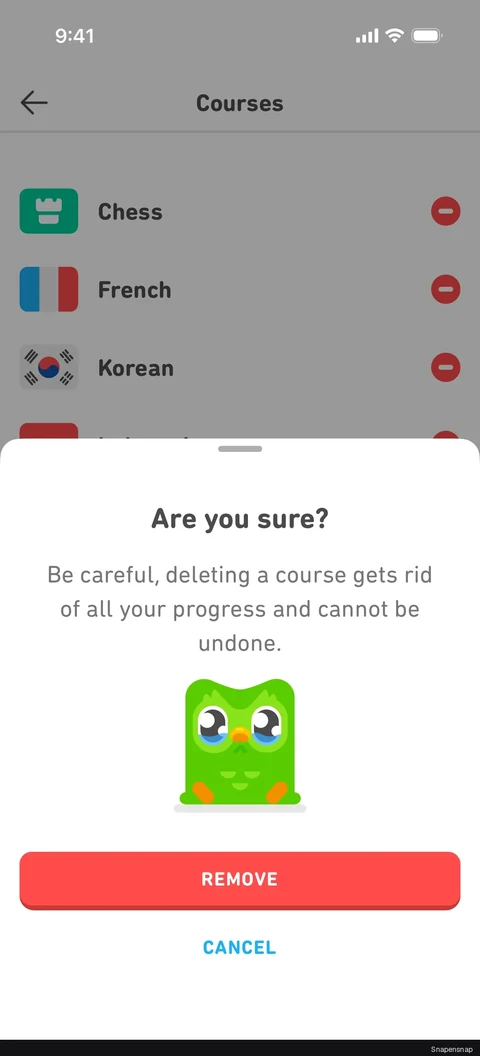 Удаление a course 2