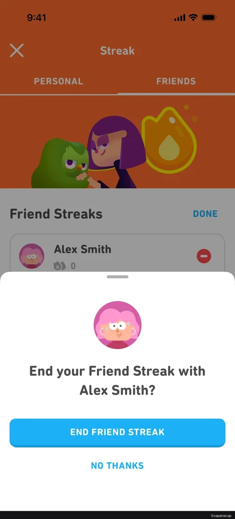 Удаление friend streak 3