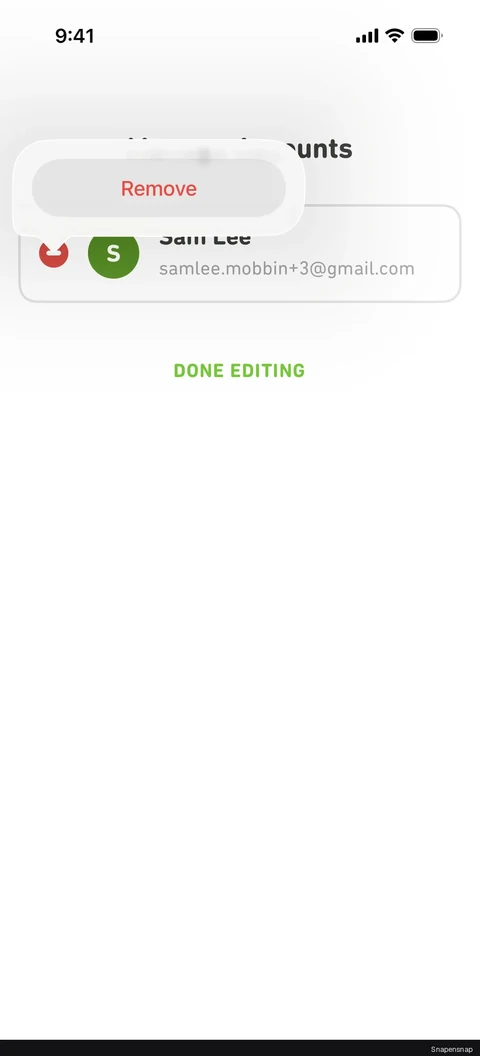 Удаление saved account 3