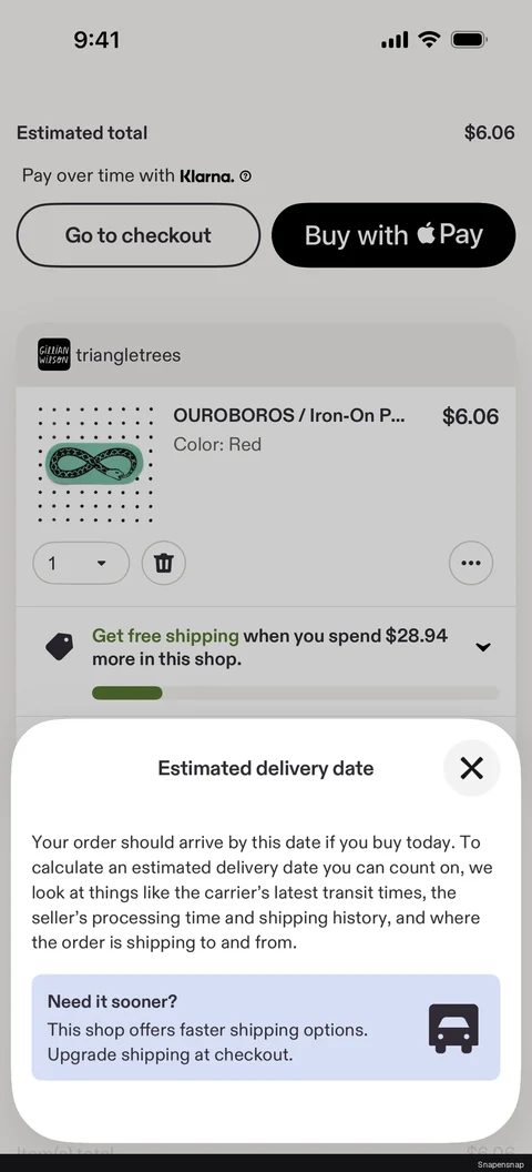 Сценарий: Estimated delivery date 2