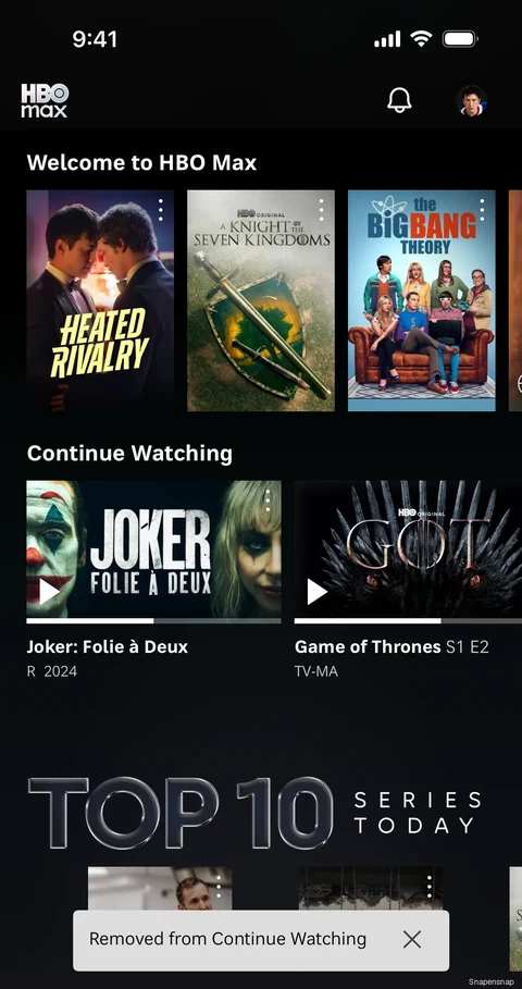 TODO:RU:Removing a show from continue watching 3