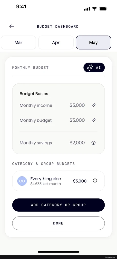 Создание budget 8
