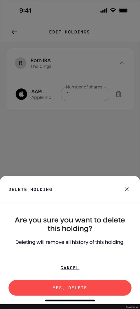 Удаление a holding 3