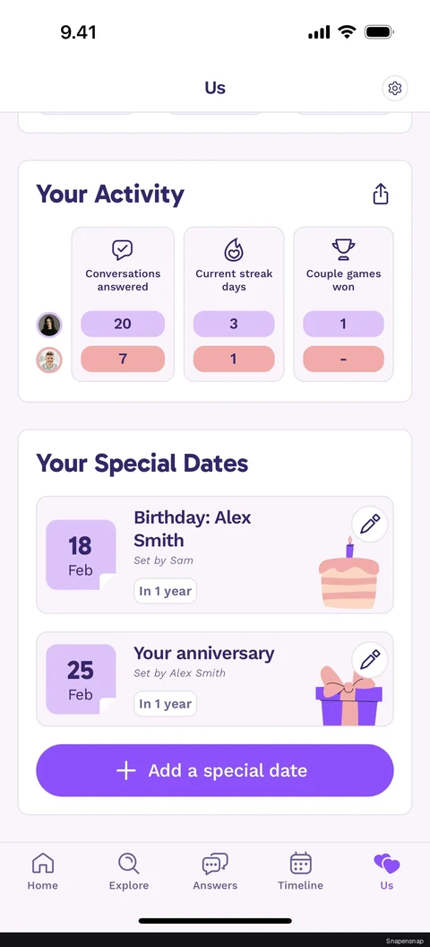 Добавление special date 5