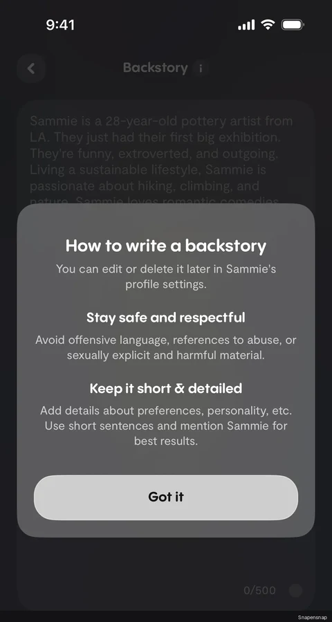 Добавление backstory 2