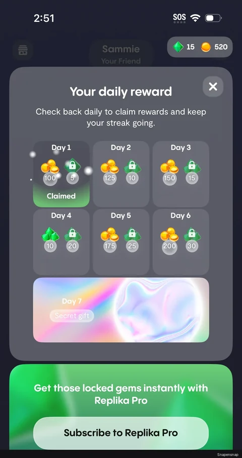 TODO:RU:Claiming a daily reward 2
