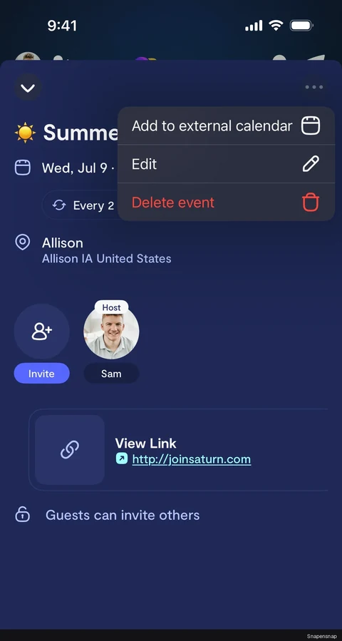 Добавить: to external calendar 2