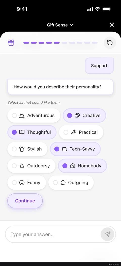 Чат с Gift Sense 5
