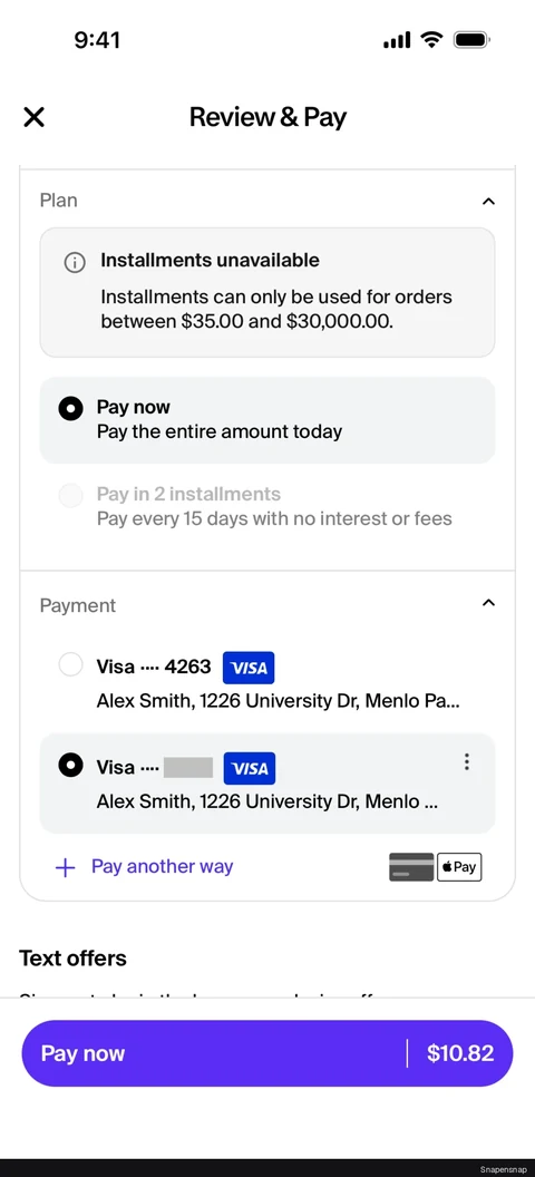 Добавление карта (review & pay) 5