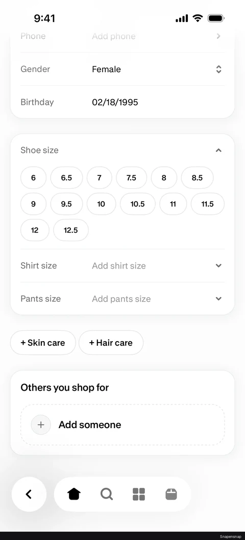 Добавление shoe size 2