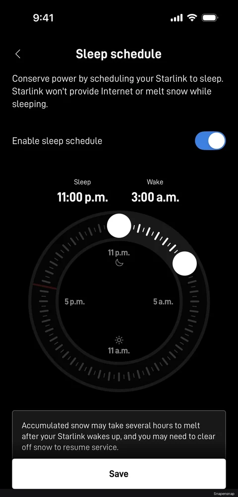 Включение sleep schedule 3