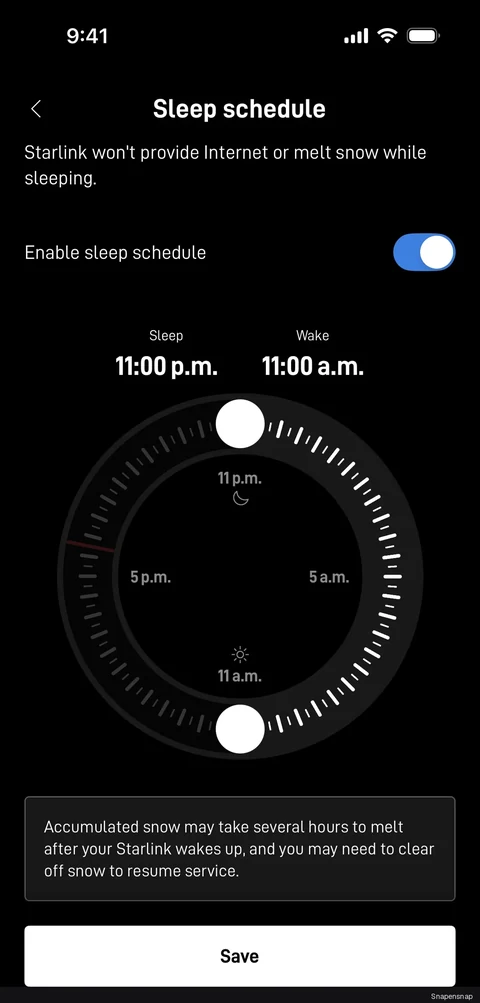 Включение sleep schedule 4