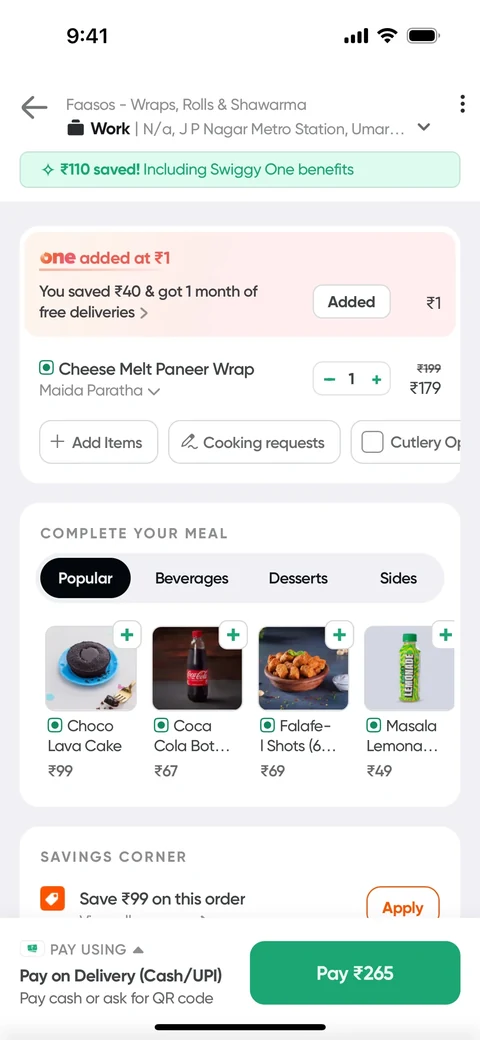 Добавление Swiggy One membership 3