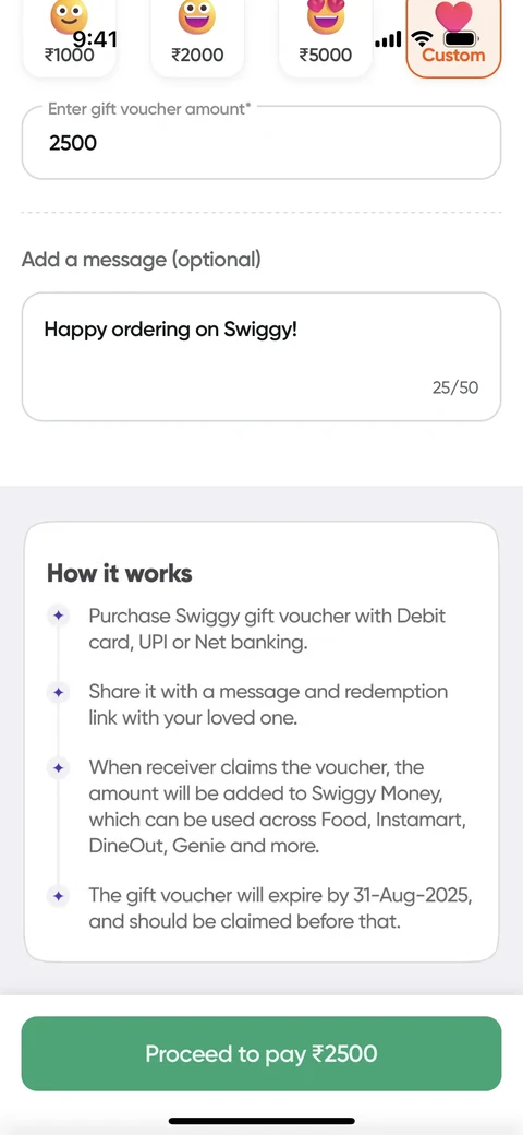 Покупка gift voucher 5