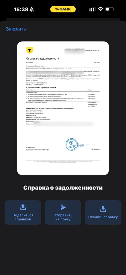 Т-Банк · Справки · 238
