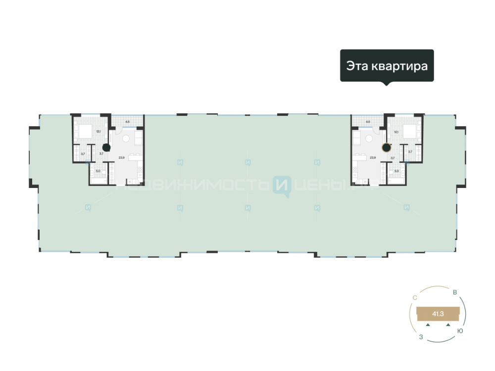 1 комн., 50.54м2, 3/4, Эклипт, Тюмень