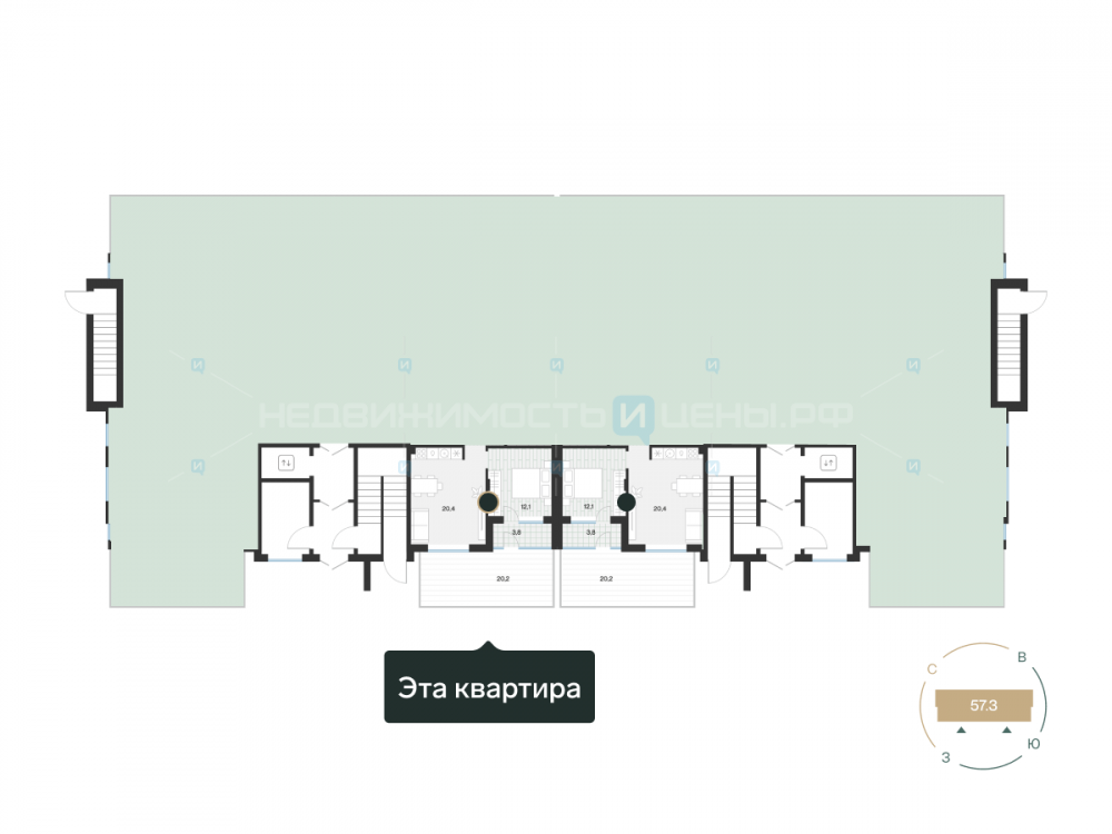 1 комн., 43.19м2, 1/4, Эклипт, Тюмень