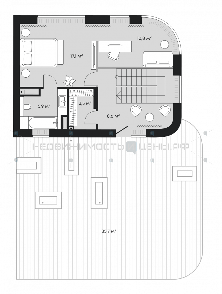 4 комн., 266.6м2, 8/9, Челюскинцев 5, Тюмень