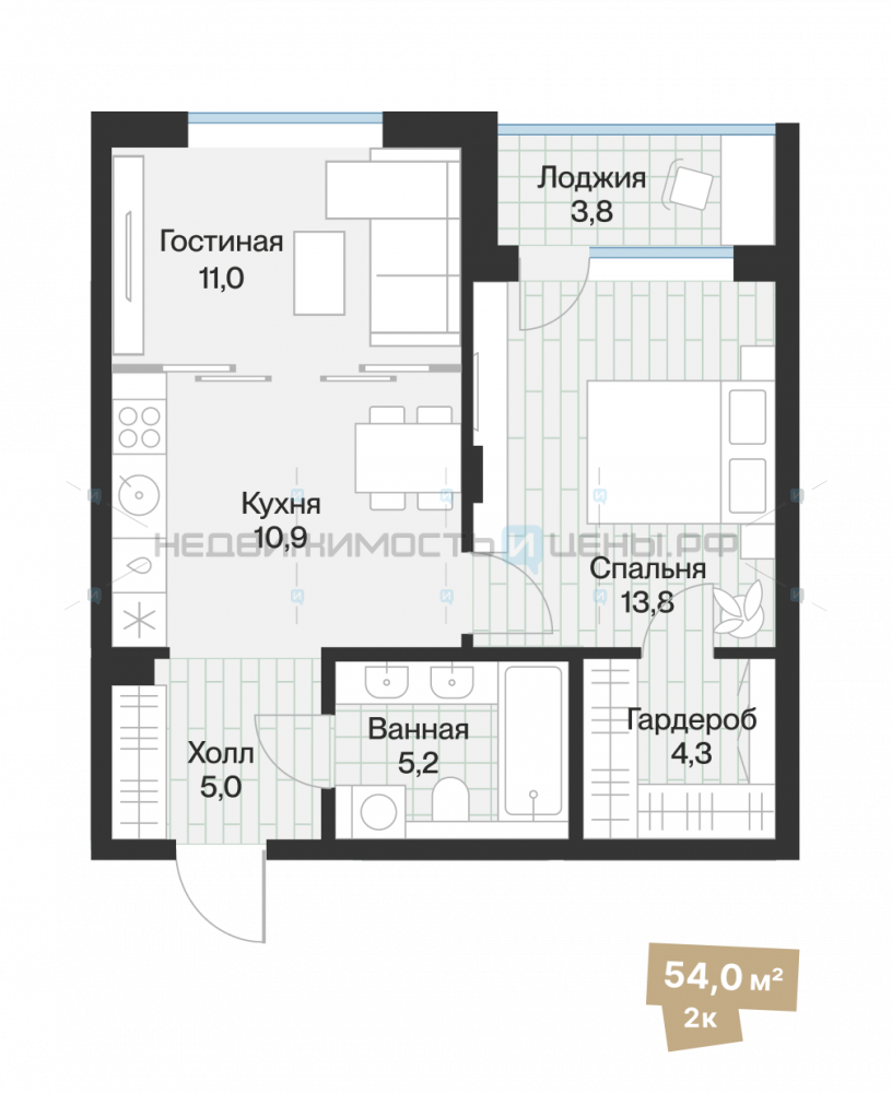 1 комн., 51.99м2, 4/4, Эклипт, Тюмень