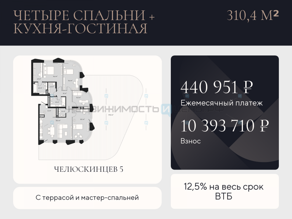 4 комн., 310.4м2, 2/9, Челюскинцев 5, Тюмень