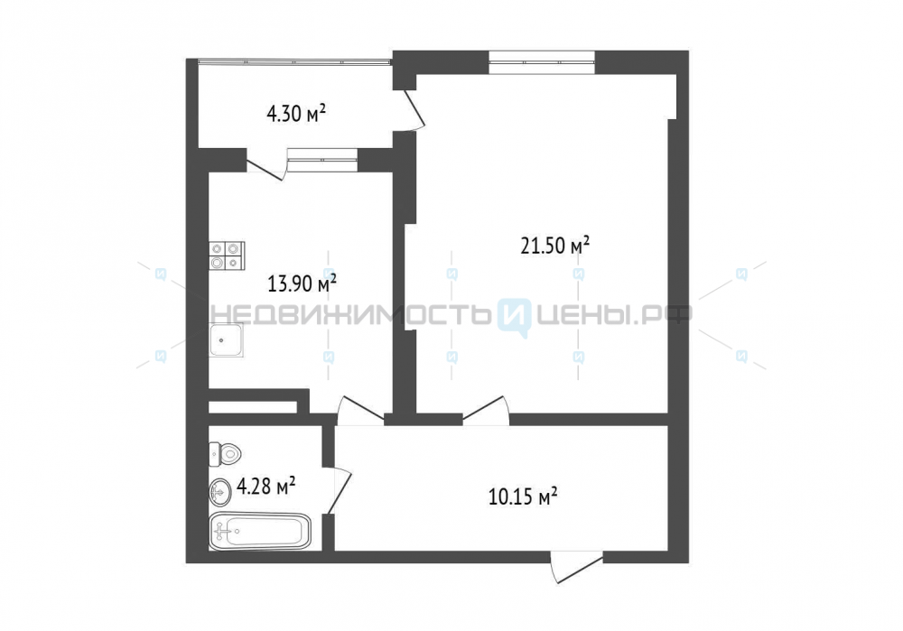 1 комн., 50м2, 16/25, Тюмень