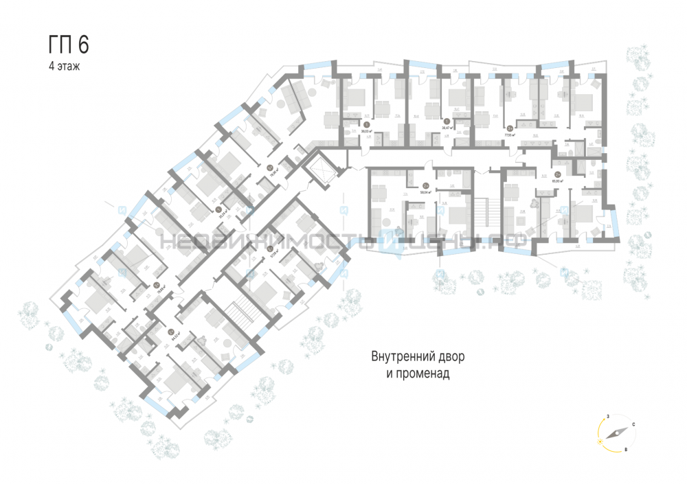 2 комн., 64.5м2, 4/4, Кипрея. Квартиры, Тюмень