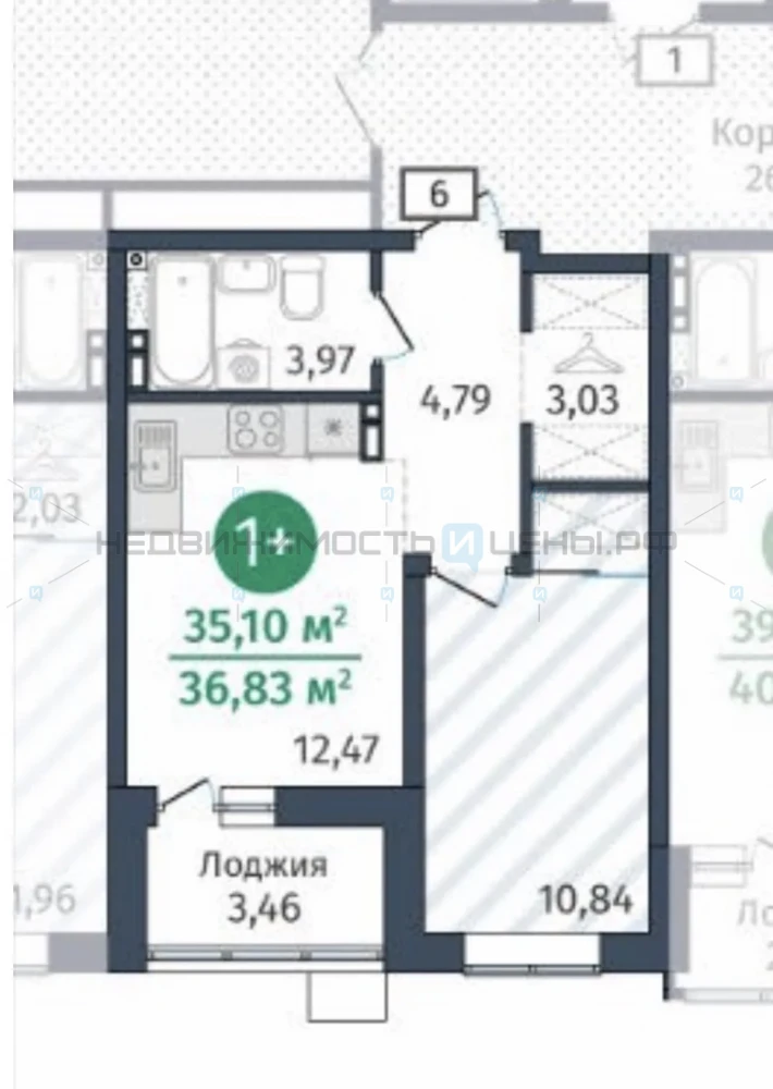 1 комн., 37м2, 7/14, Гринвуд, Тюмень