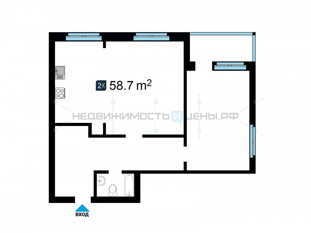 2 комн., 58.7м2, 10/17, Тюмень