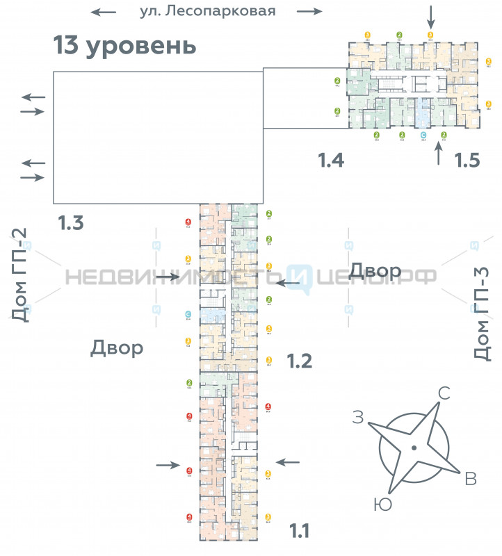 2 комн., 42.1м2, 13/24, Чистые пруды, Тюмень