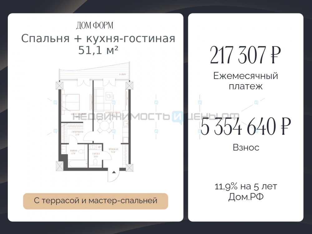 2 комн., 51.1м2, 3/10, Дом Форм, Тюмень